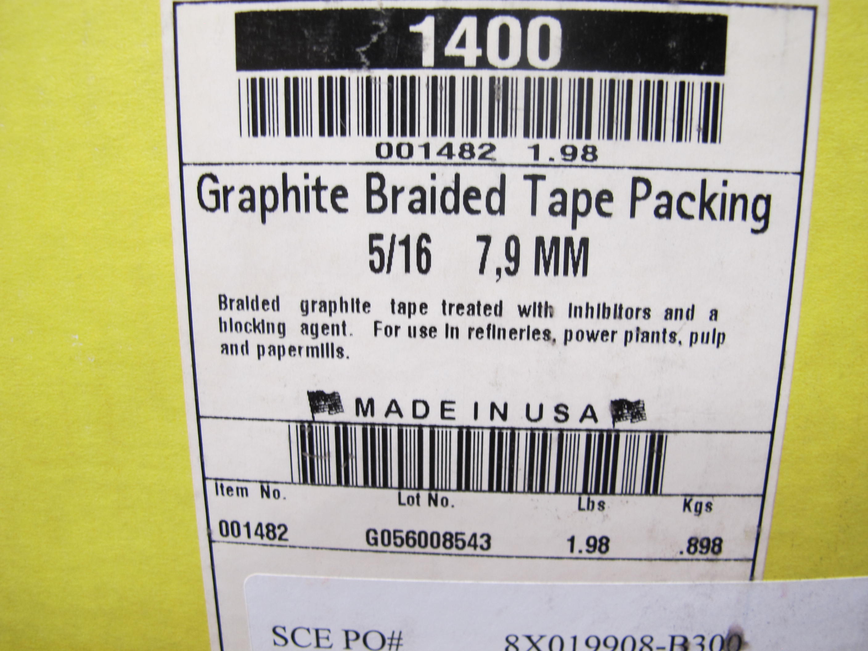 LOT TO INCLUDE TO INCLUDE BUT NOT LIMITED TO: (2 PALLET SIZED BOXES) MISC. GASKETS, SHIMS, O-RINGS, AND PACKING, (1) PALLET OF CHESTERTON, JOHN CRANE, AND GARLOCK BULK MECHANICAL PACKING. LOADING & HANDLING FEE $15-4214